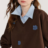 Women's Floral Embroidered Layered-Look Sweatshirt