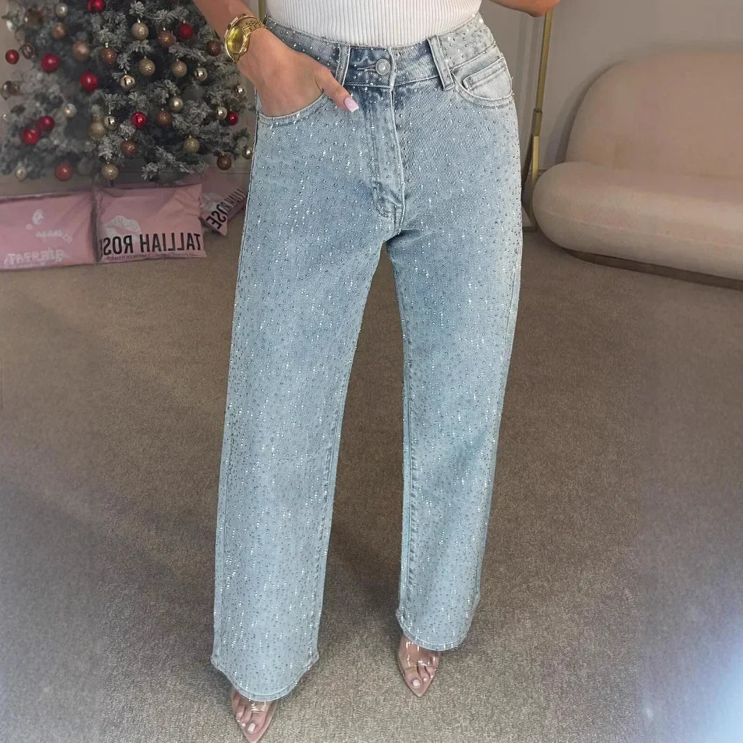 Women's Diamond Straight-Leg High-Waist Jeans