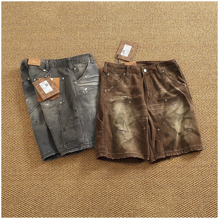 Men's Vintage Washed Cargo Shorts | Textured Cotton