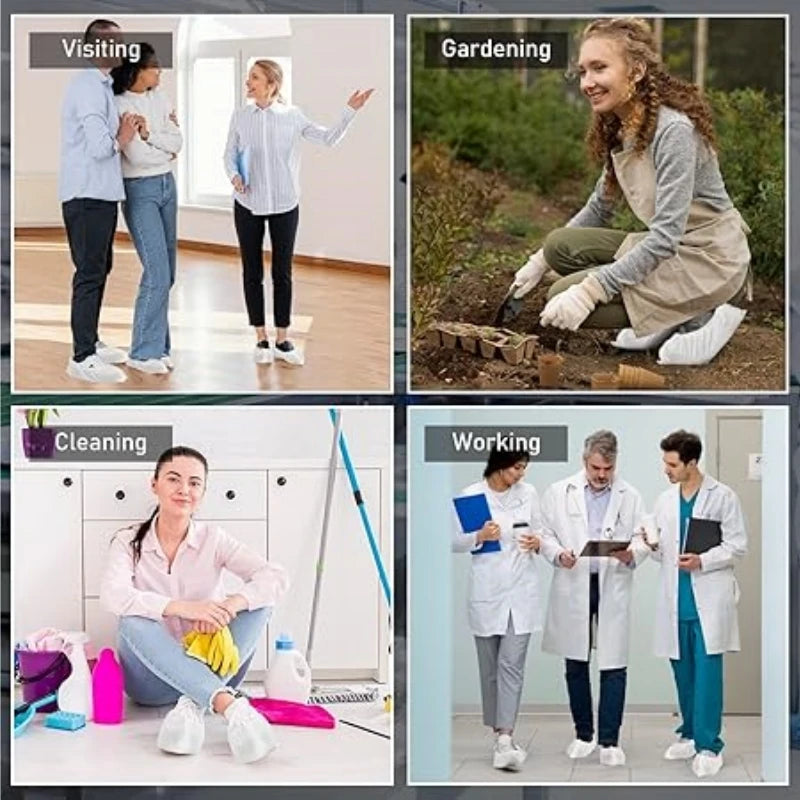100Pack Disposable Shoe Covers Boot Non-Slip Large Foot Booties for Indoors Contractors Floor Carpet Shoe Coverings Protectors
