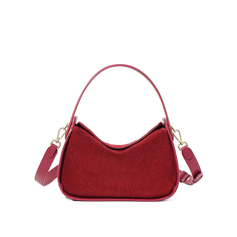 2025 New Suede Leather Crossbody Bag Unique Design Shoulder Pack Women Work Commuting Handbag Urban Beauty Box Tote Messenger