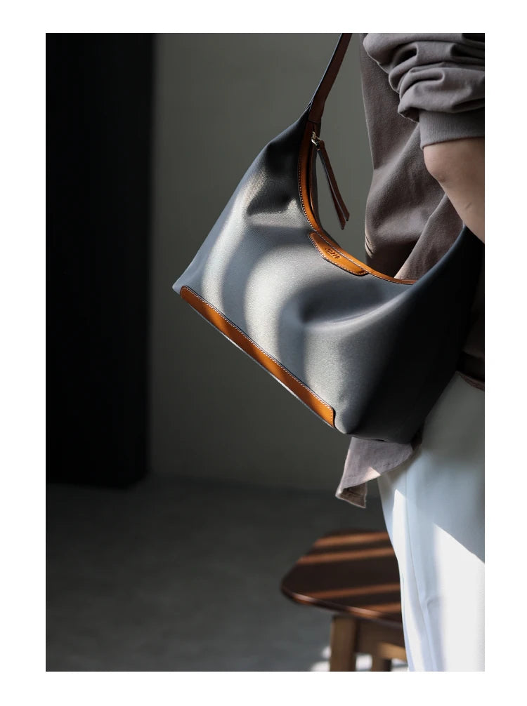 New Arrival Underarm Bag Women Genuine Leather Crossbody Bag Fashion Female Nylon Handbag Luxury Messenger Purses