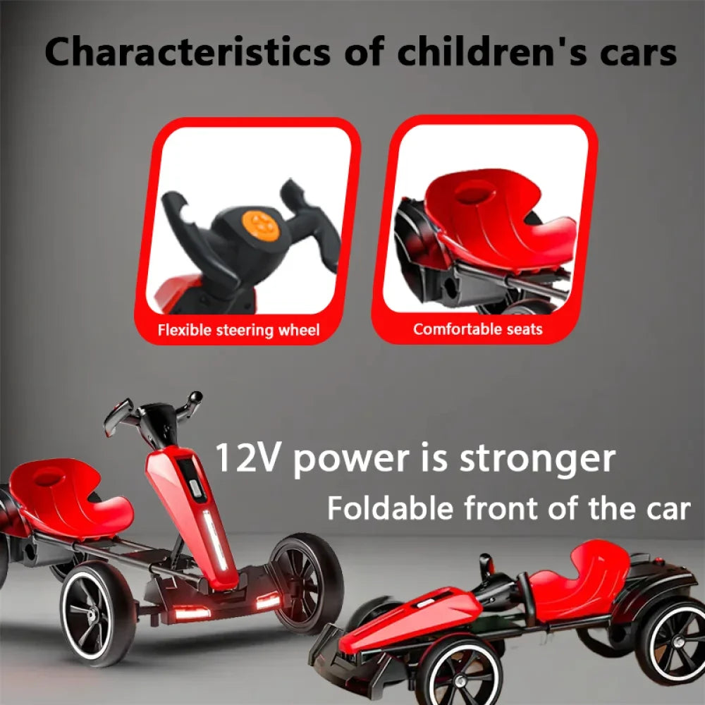 12V Kids Electric Go-Kart | Foldable, 4-Wheel Ride-On Toy