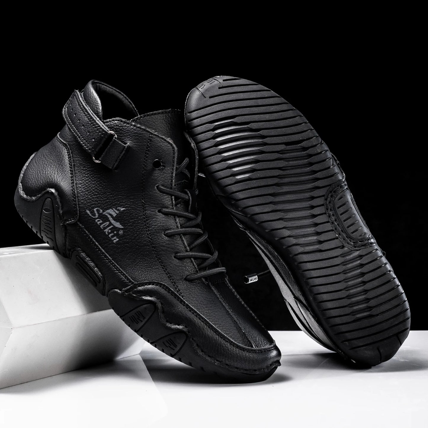 Men's Handmade Split Leather Ankle Boots Sneaker