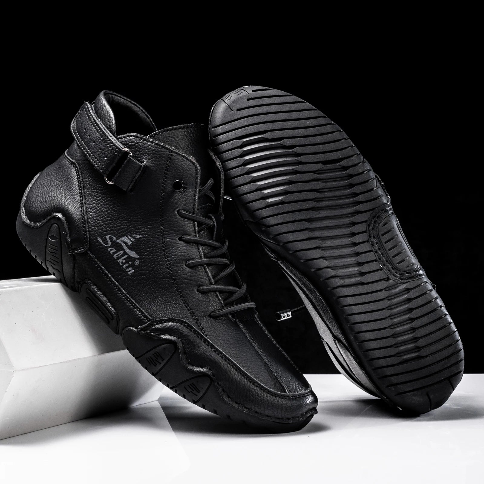 Men's Handmade Split Leather Ankle Boots Sneaker