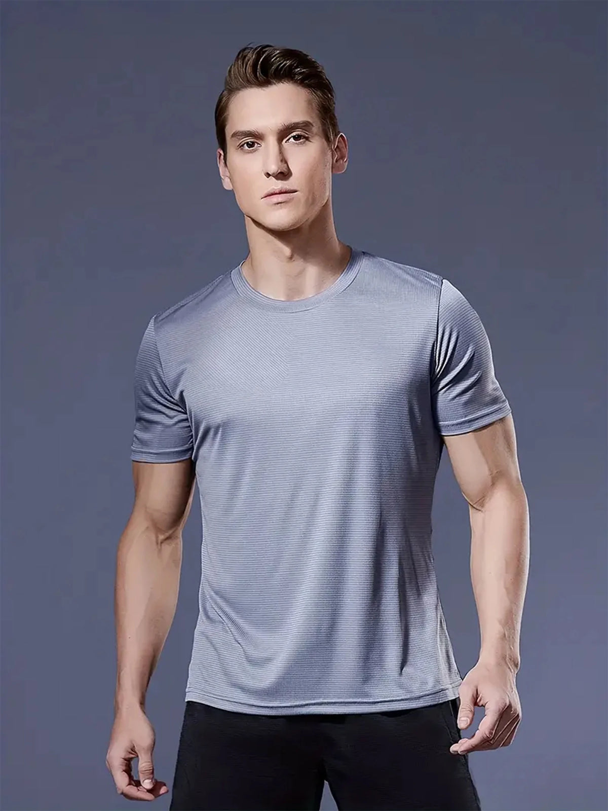 Round Neck T-Shirt 4-Color Black and White Gray Navy Ultra-Light Men's Quick-Drying Breathable Sweat-Absorbent Shirt Suitable for