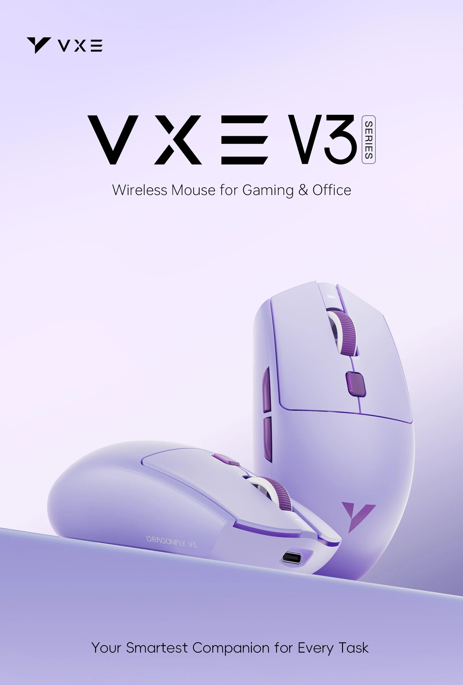 ATK VXE Dragonfly V3 PRO Bluetooth Gaming Mouse PAW3395SE 2.4G Wireless E-sports Mice Rechargeable Lightweight Ergonomic