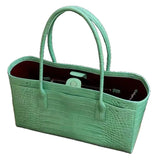 Crocodile Grain Embossed Top Handle Handbag,Luxury Tote Bag,Commute Work Chic Everyday Women Underarm Shoulder Bag,Black,Green