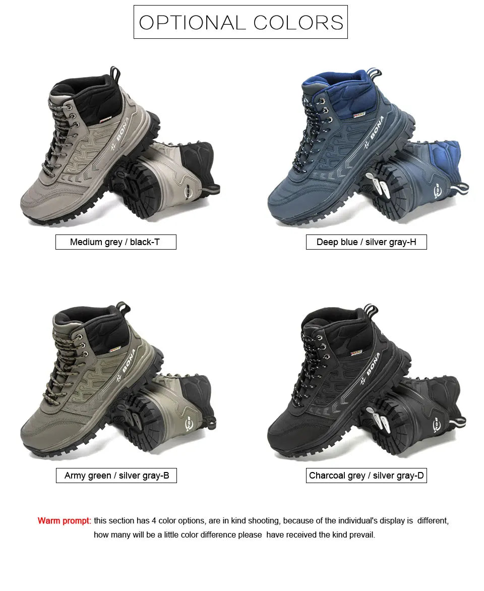 BONA 2023 New Designers Brand Winter Warm Boots Men Plush Nubuck Snow Boots Man High Quality High Top Boots Mansculino Sneakers