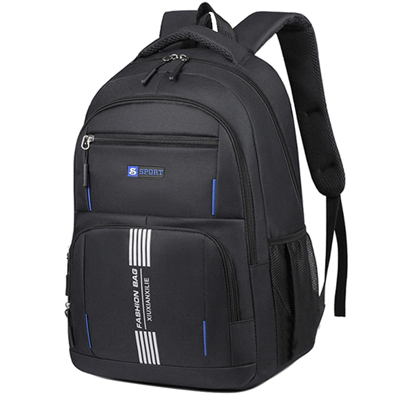 Fashion Minimalist Men’s Rucksack, Lightweight Nylon Backpack with Multiple Storage Slots for School & Weekend Trips