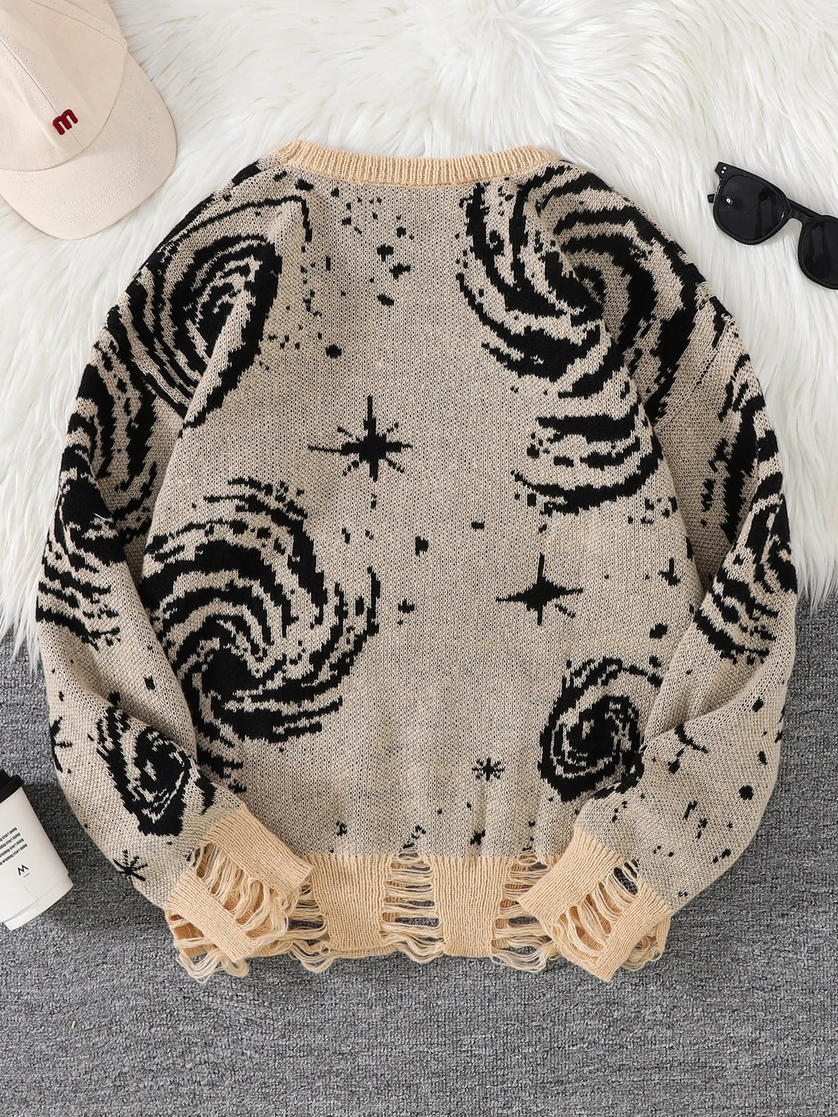 Men's Abstract Star Knit Crew Neck Sweater