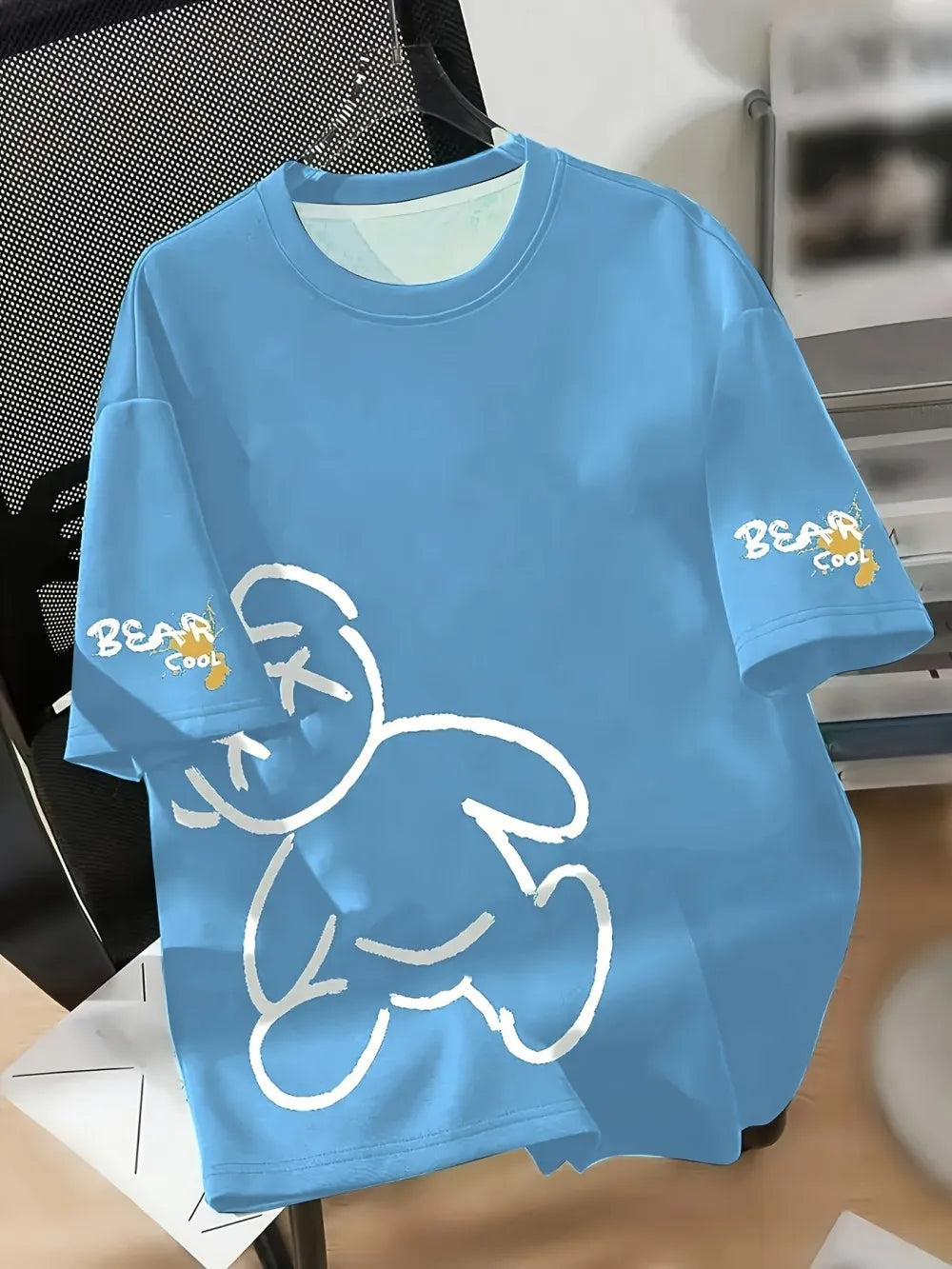 Men's Cartoon Bear Print Breathable T-Shirt