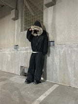 Y2K Aesthetic Faux Fur Zip-Up Hoodie