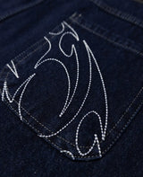 90s Retro Street Embroidery Jeans Male  R&B Solid Color Loose Straight Pants Female Y2K Harajuku Hip Hop  Punk Style  Men Jeans