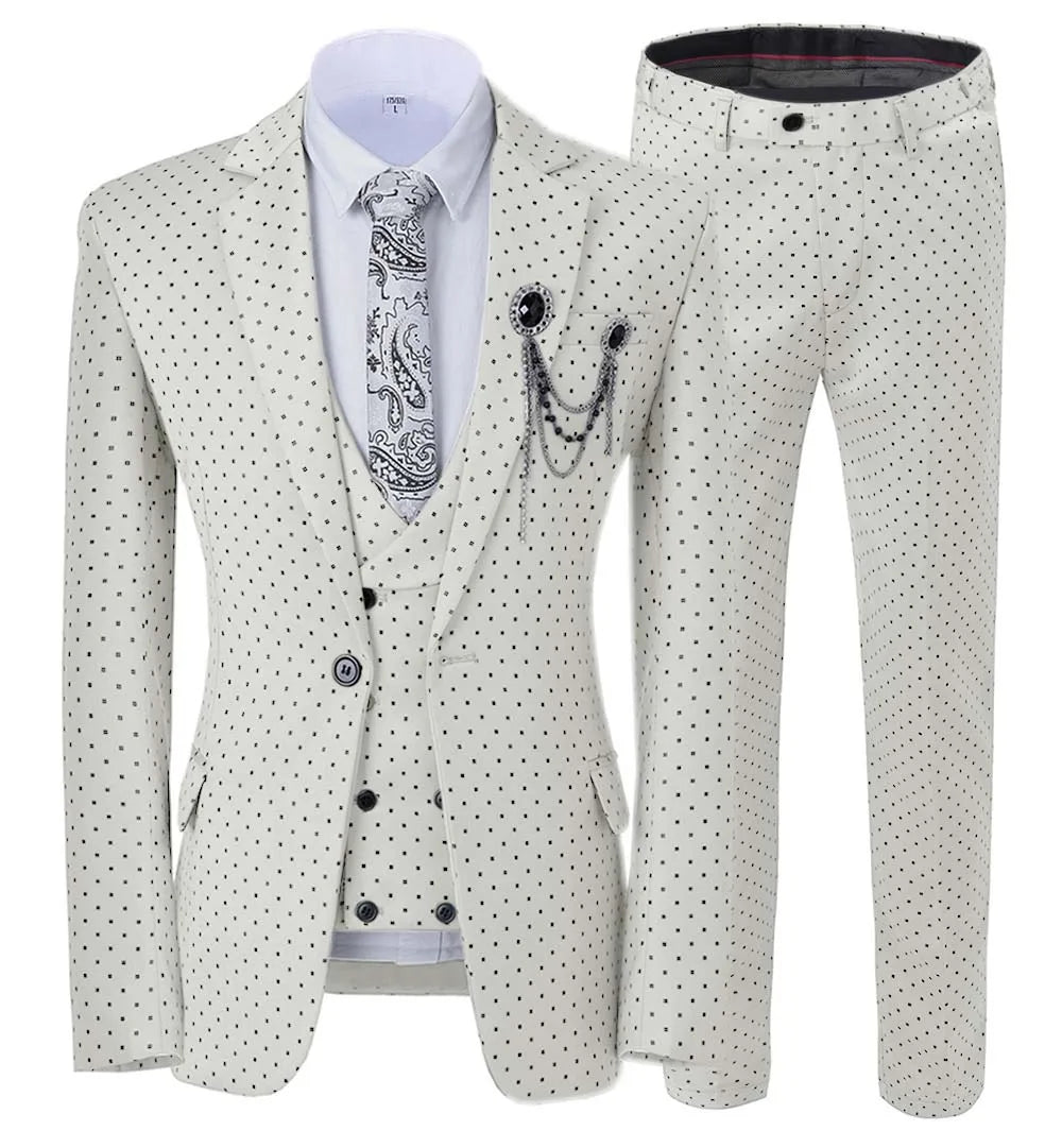 Men’s Slim Fit 3-Piece Patterned Suit