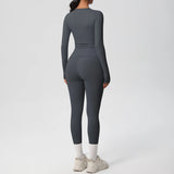 2 PCS Sportswear Yoga Set Gym Clothes Yoga Suits For Women Fitness Set Tracksuits Sports Long Sleeve Crop Top Gym Leggings
