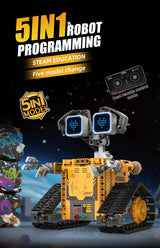 Digital display 5-in-1 transformable robot model assembly, remote control robot building blocks toy, children's toy gift