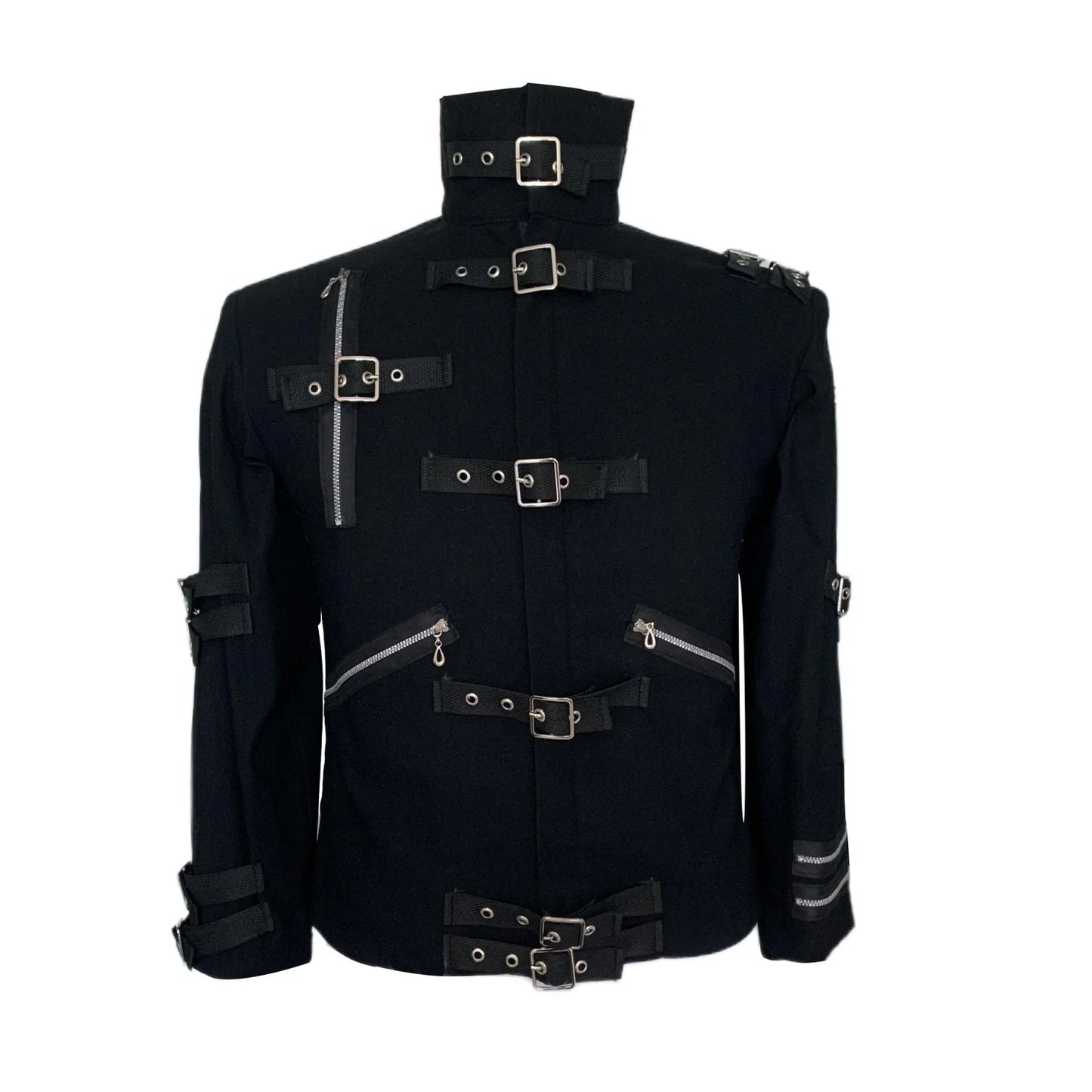 Role-player Michael Jackson BAD Punk Jacket Black Stretch Cotton Outwear Impersonator