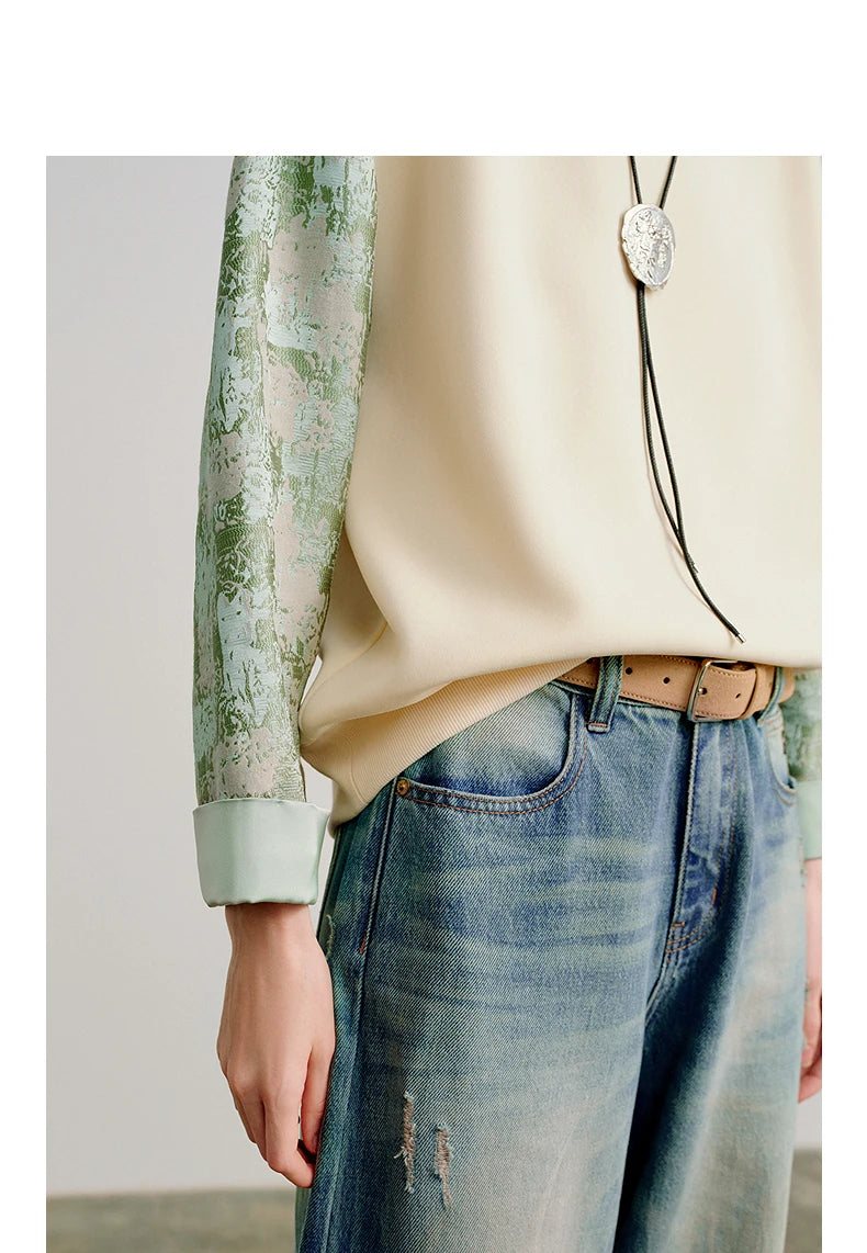 Women's Layered-Look Patchwork Sweatshirt
