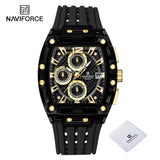 Men's Sport Chronograph – Waterproof Silicone Strap Tonneau Watch