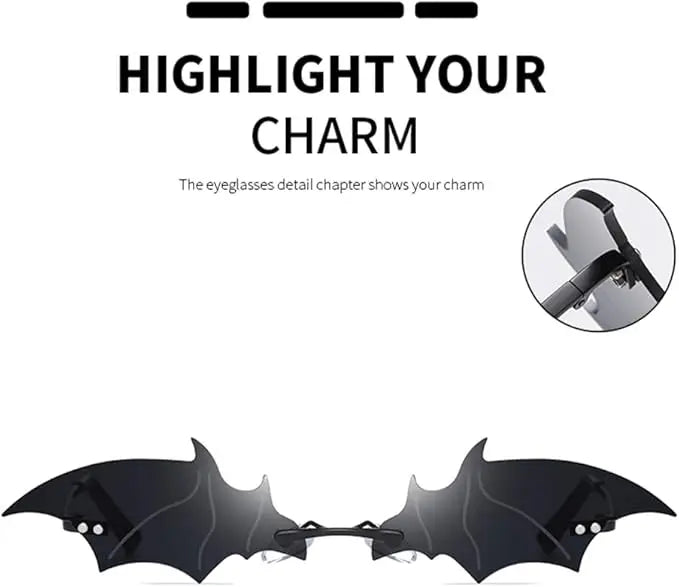 Bat Wing Rimless Sunglasses – Gothic Party Eyewear