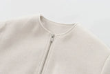 HXAO Cropped Bomber Jacket – Women's Soft Zip-Up Coat