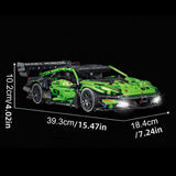Technical Green Speed Racing Car Model Building Blocks Kit MOC Assembly Bricks Toys Desktop Collectible Holiday Gift For Kids