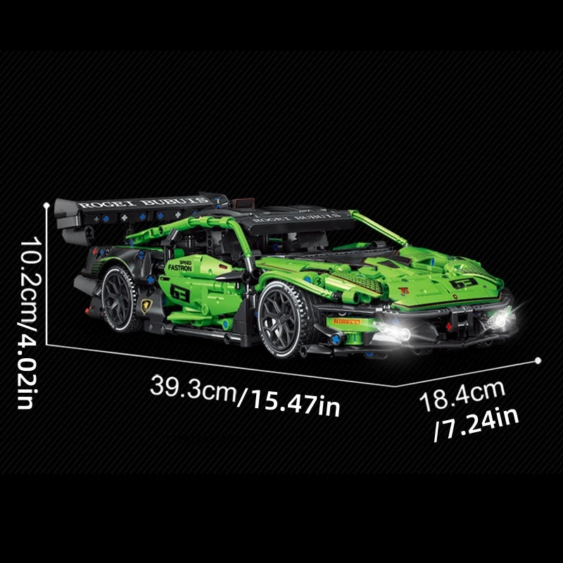 Technical Green Speed Racing Car Model Building Blocks Kit MOC Assembly Bricks Toys Desktop Collectible Holiday Gift For Kids