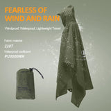 3-in-1 Waterproof Hooded Rain Poncho for Outdoor Adventures