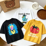 Summer Clothes Cartoon Printed Tops 1-7Years Old Child Round Neck Base Shirt Pure Cotton Clothing Kids Lovely Fashion T Shirt
