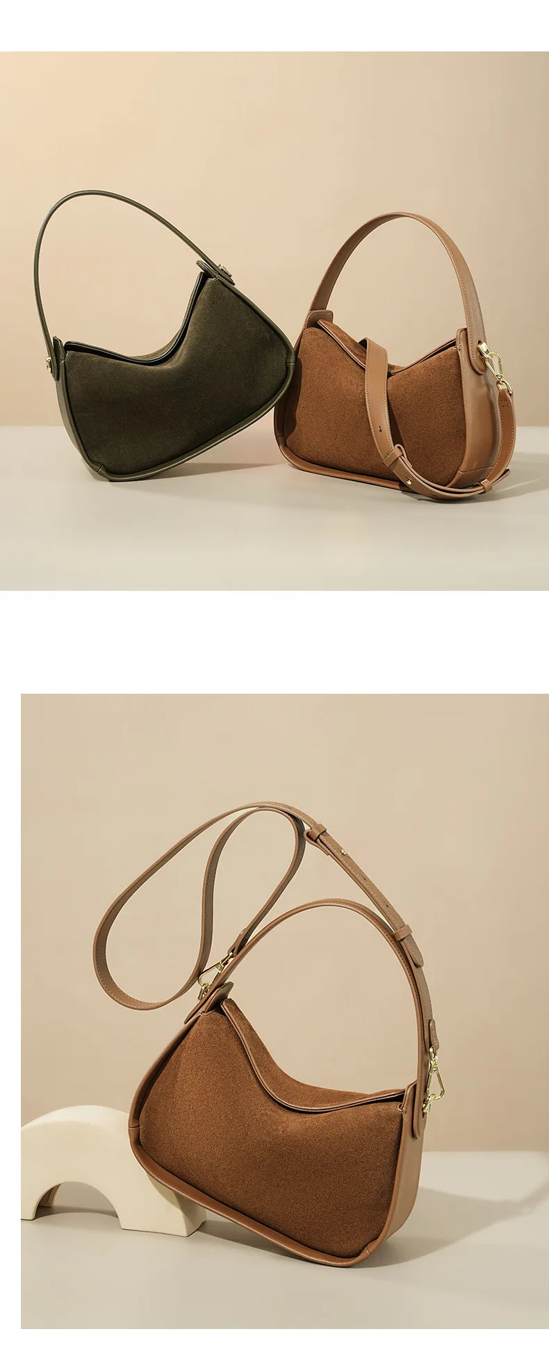 2025 New Suede Leather Crossbody Bag Unique Design Shoulder Pack Women Work Commuting Handbag Urban Beauty Box Tote Messenger