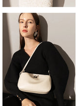 2026 Spring New Luxury Brand Women Shoulder Bags Split Leather Black Handbags Women Fashion Gold Buckle Underarm Bags