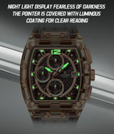 Men's Sport Chronograph – Waterproof Silicone Strap Tonneau Watch