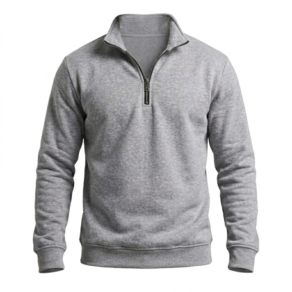 Mens Zip Up Jumper Mock Neck Warm Fleece Daily Knit Top Plain Tone Long Sleeve Pullover Outer Garment Tees for Guys Street
