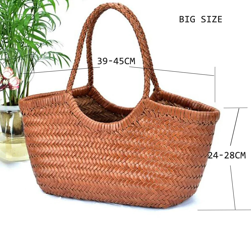 100% Natural Cowhide Weave Handbags Fashion Small Manual Hand Made Ladies Woven Handbag Exquisite Tote Dating Shopping Bags