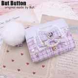 Kawaii Sweet Japanese Lolita Bow Wallet JK Harajuku Y2K Lace Rhinestone Short Wallet Mini Purse Card Holder Women Girls Gift