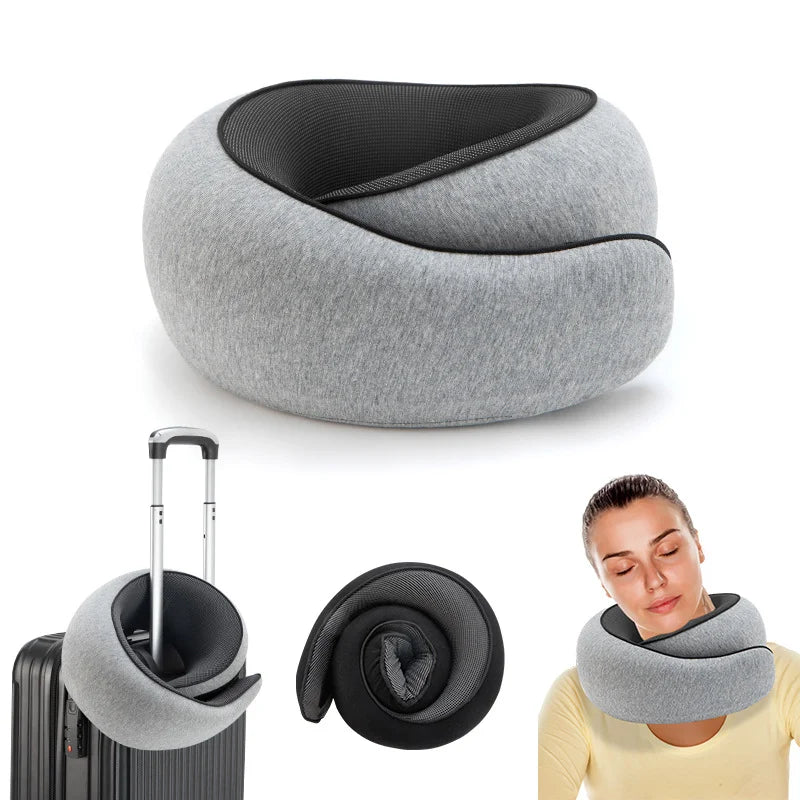 Memory Foam U-Shape Travel Neck Pillow – Snail Design
