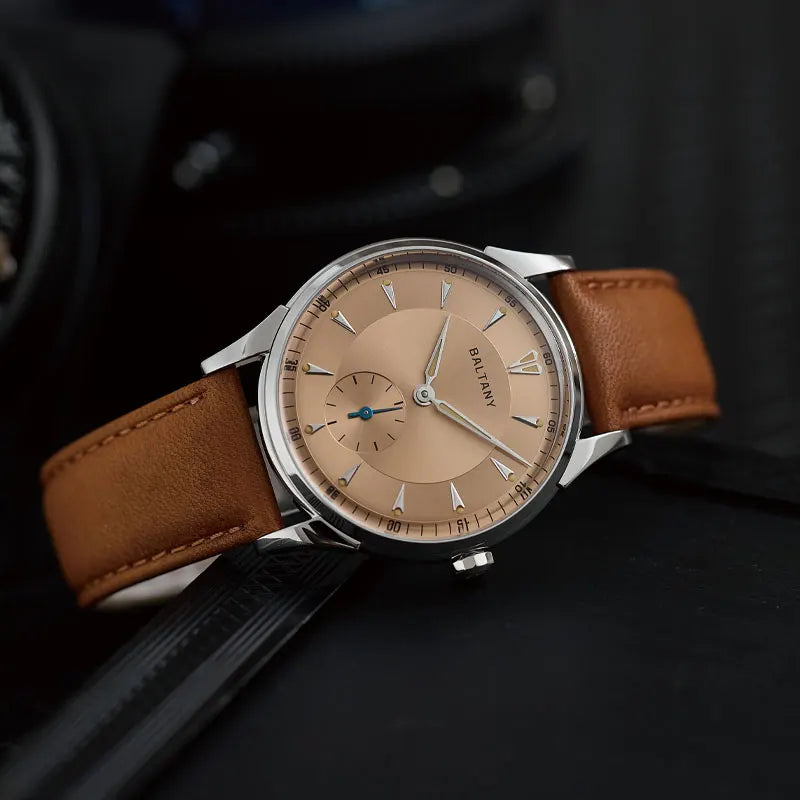 Baltany S4101 Retro Dress Watch Man 38.5MM Light Gold Watch Sapphire Crystal ST1701 Automatic Mechanical Watch For Man Luxury