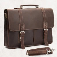 Vintage Leather + Canvas men briefcase Business bag Portfolio men office bag male canvas briefcase attache case document tote