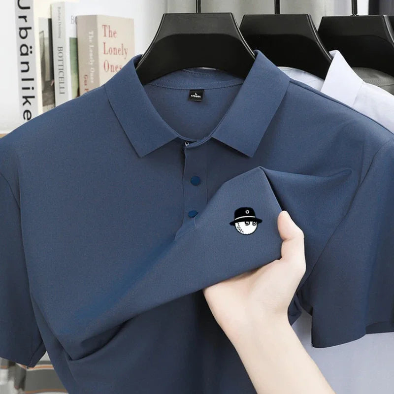 Men's Ice Silk Golf Polo Shirt – 10 Colors, M to 5XL