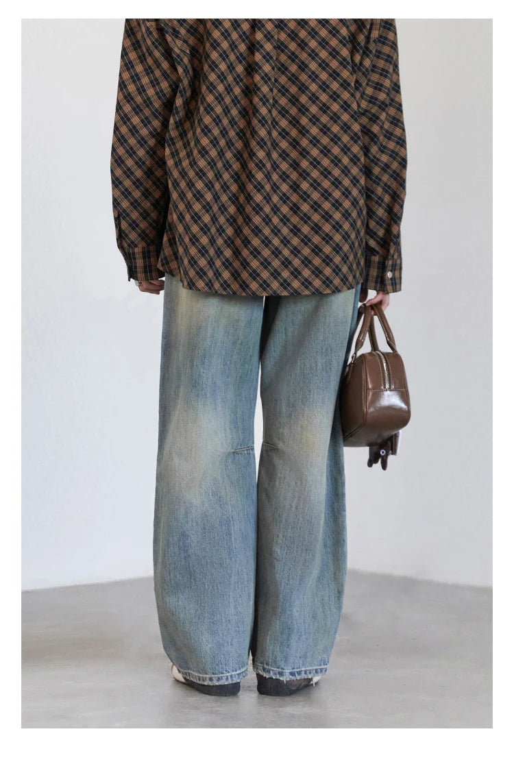 CHIC VEN Retro Women's Jeans Loose Casual  New High Waisted Wide Legs Denim Pant Female Trousers Spring Autumn 2025