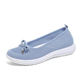 Women's Breathable Mesh Flat Shoes, Decorated with a Bow, Are Lightweight and Comfortable, Perfect for Mom Shoes.