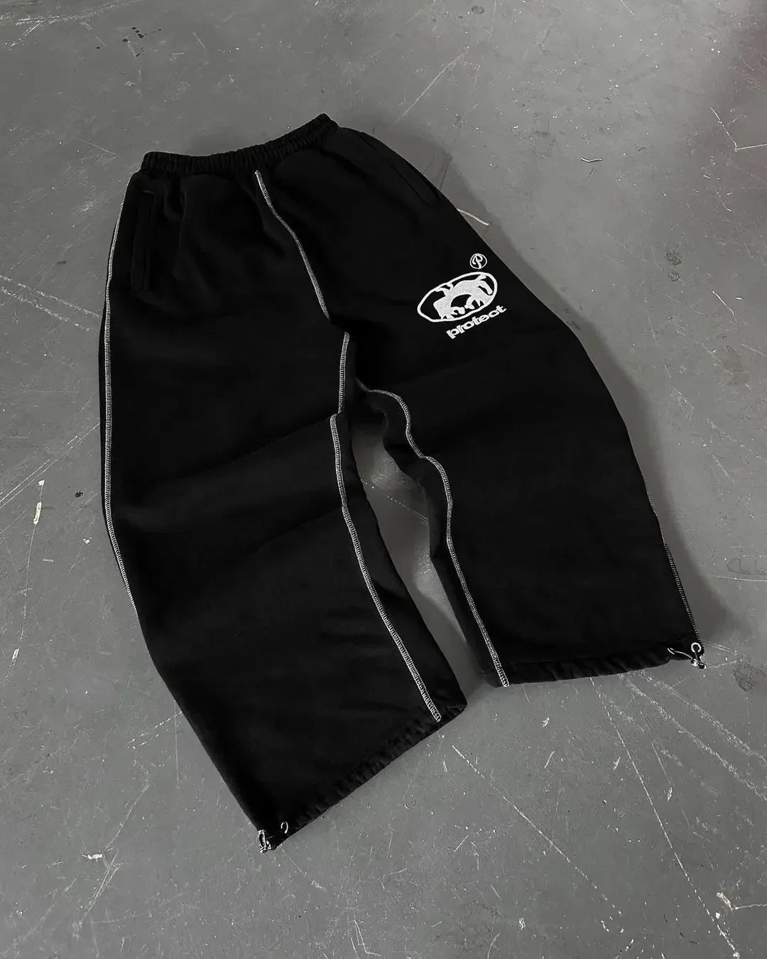 Striped High-Waist Baggy Cotton Pants