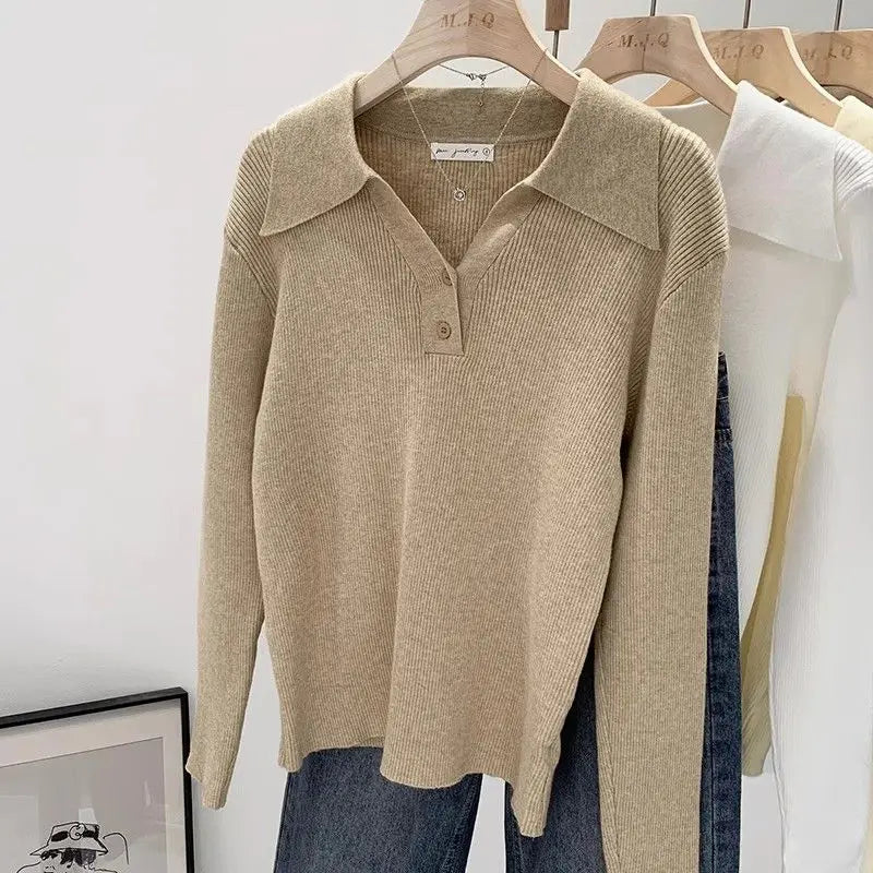 Women's Polo Collar Knit Sweater