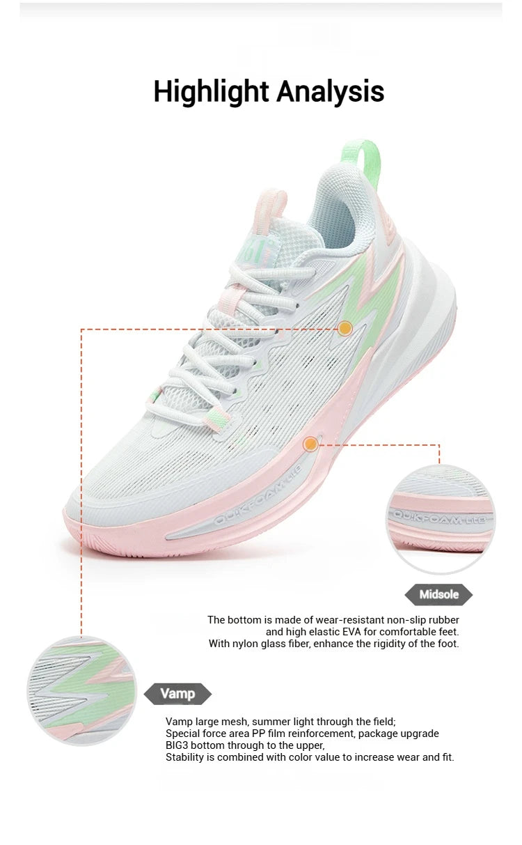 361 Degrees BIG3 Team 2.0 SE Men Basketball Shoe New Breathable Wear-resistant Stable Rebound Non-slip Male Sneakers 672511119