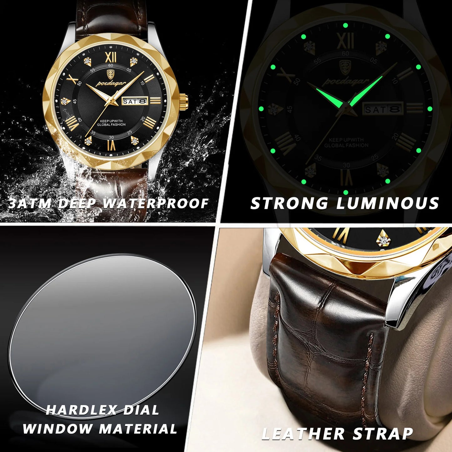 POEDAGAR 615 Men's Luxury Quartz Watch