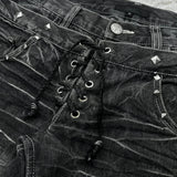 Y2K Retro Washed Double-Waisted Micro-Flare Jeans