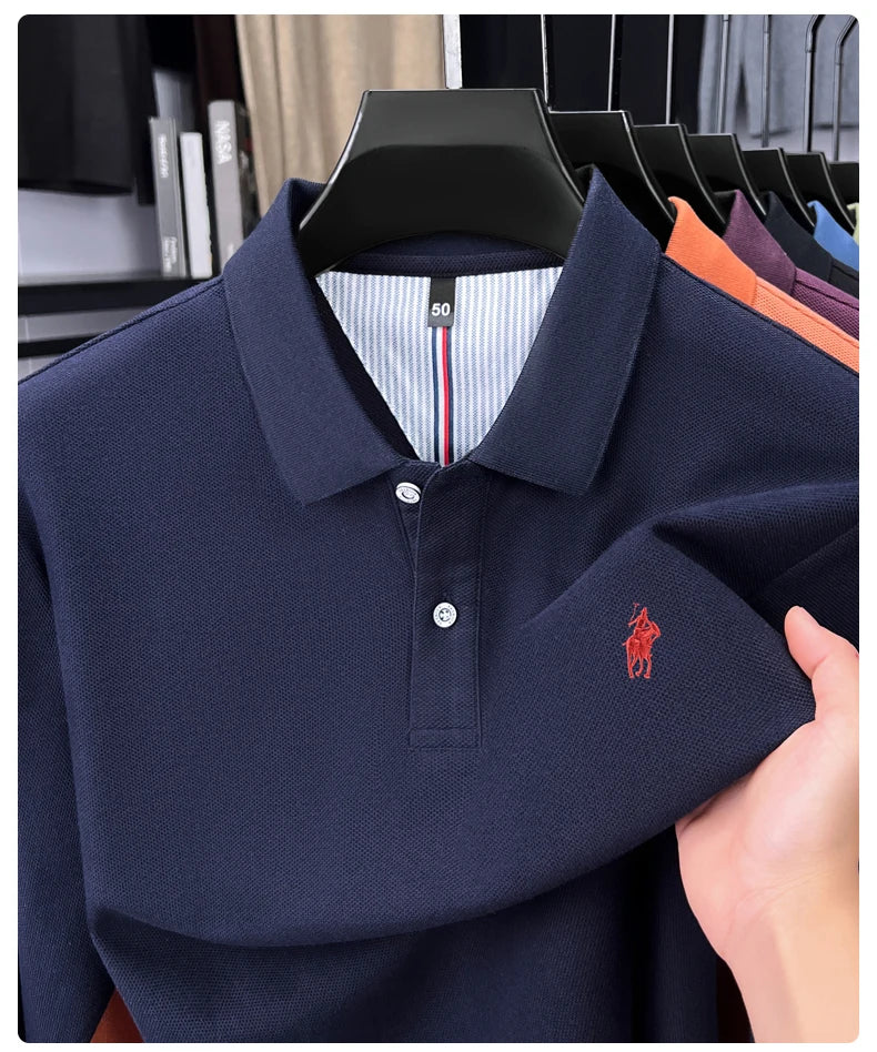 Premium Cotton Embroidered Long Sleeve Polo Shirt