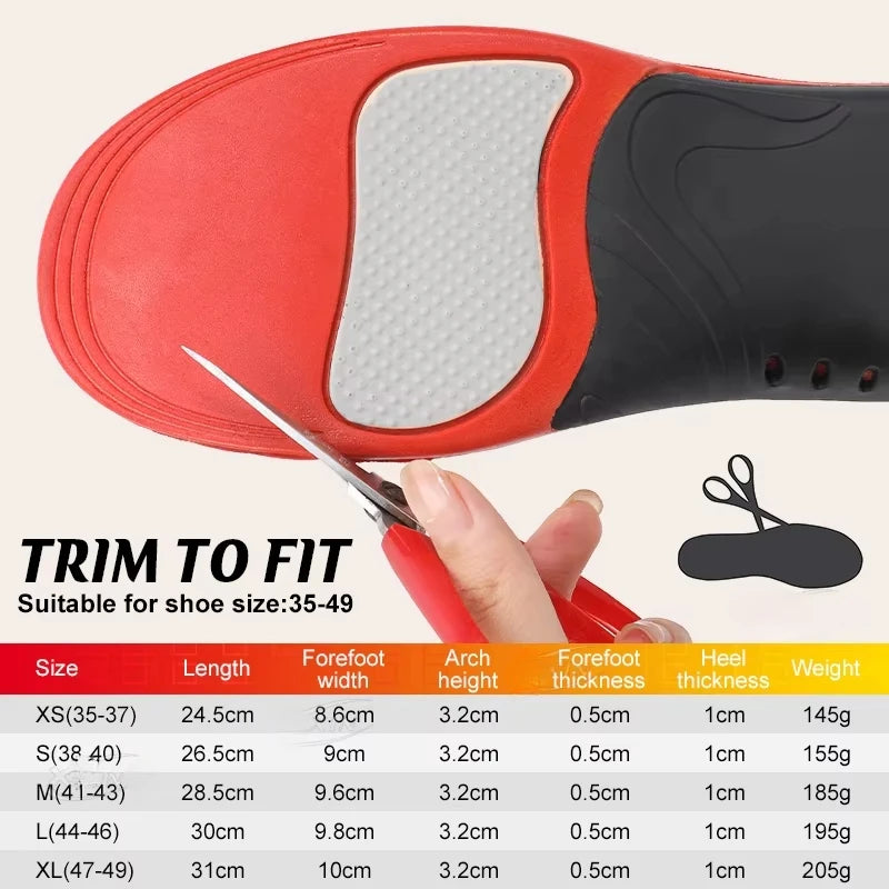 Premium Orthopedic Sport Insoles for Feet PU Gel Shock Absorption Breathable Sole Pad Sport Arch Support Feet Pain Care Insole