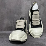 Men's Platform Heels Shoes Leather Women Canvas Luxury Jumbo Lace Up High Street Autumn Flats Black Sneakers